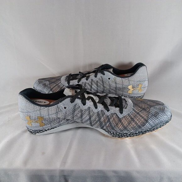 Under Armour HOVR Shakedown Track Spikes Size 10.5 Halo Grey/Gold (3022515-105) main image 5